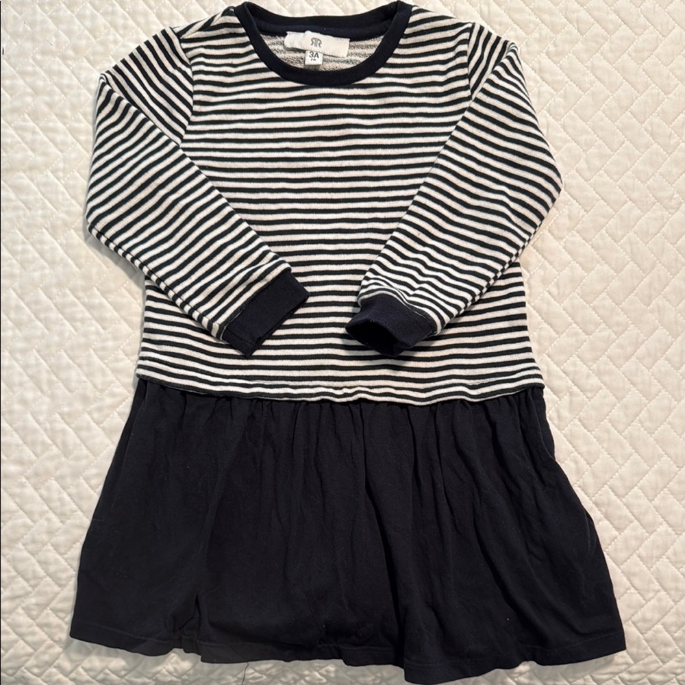 🇫🇷 French Navy Striped Long Sleeve Dress Size 3T